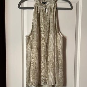 Elegant Sleeveless Top in Cream and sage green